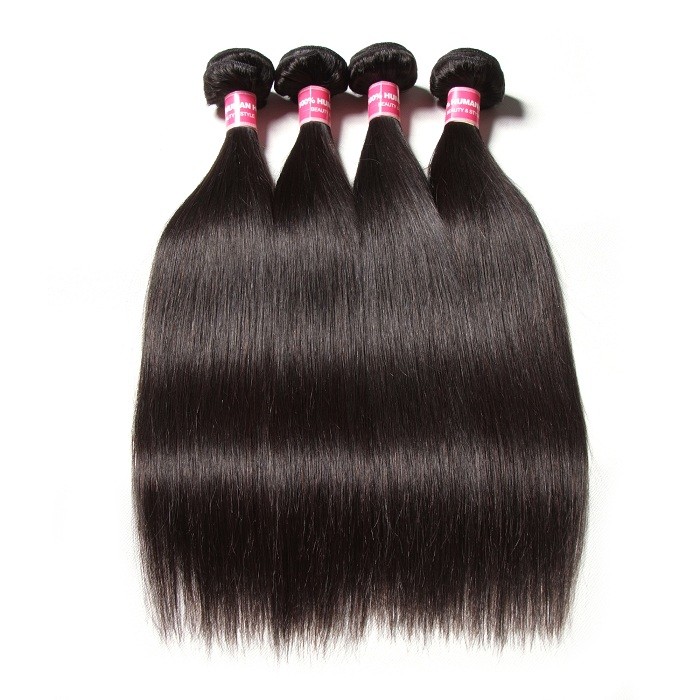 Kriyya Brazilian Straight 4 Bundles Quick Weave With Closure 13x4 Transparent Lace