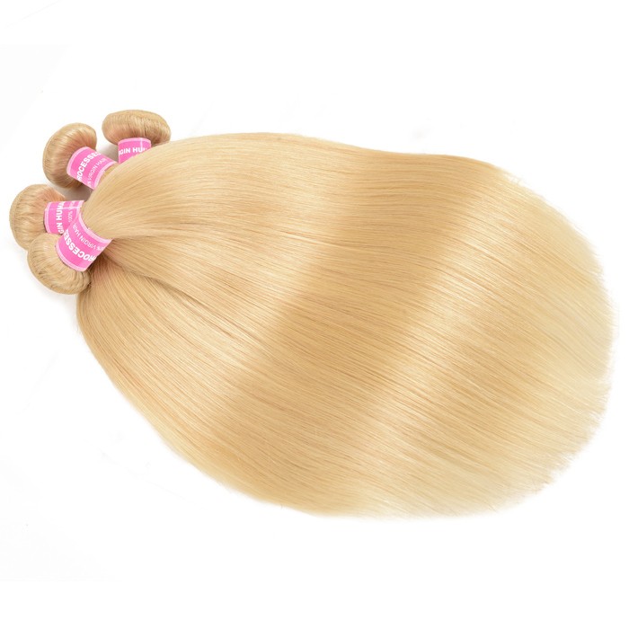 Kriyya Malaysian Best Straight Human Hair Weave 613 Blonde 4 Bundles