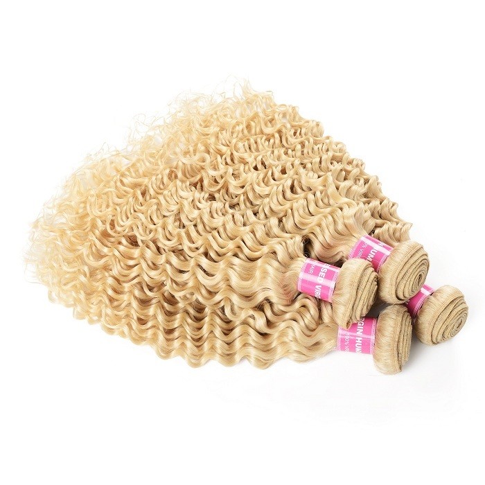 Kriyya Indian Deep Wave 4 Bundles 613 Color Virgin Human Hair