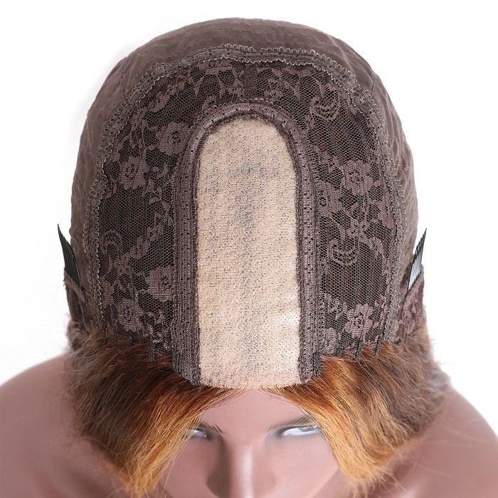 Kriyya Straight Wigs Blonde Highlight 4.5*1.5 Middle Part PU Skin Base Wig 150% Density