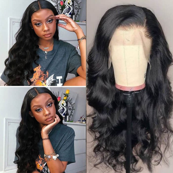 Kriyya Pre Made Body Wave Fake Scalp Wig 13x6 Lace Frontal 150% Density Virgin Human Hair