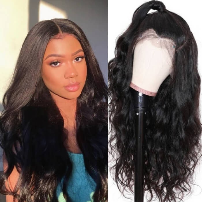 Kriyya 13*4 Lace Front Wigs Pre Plucked Wavy Remy Human Hair Wig 130% Density
