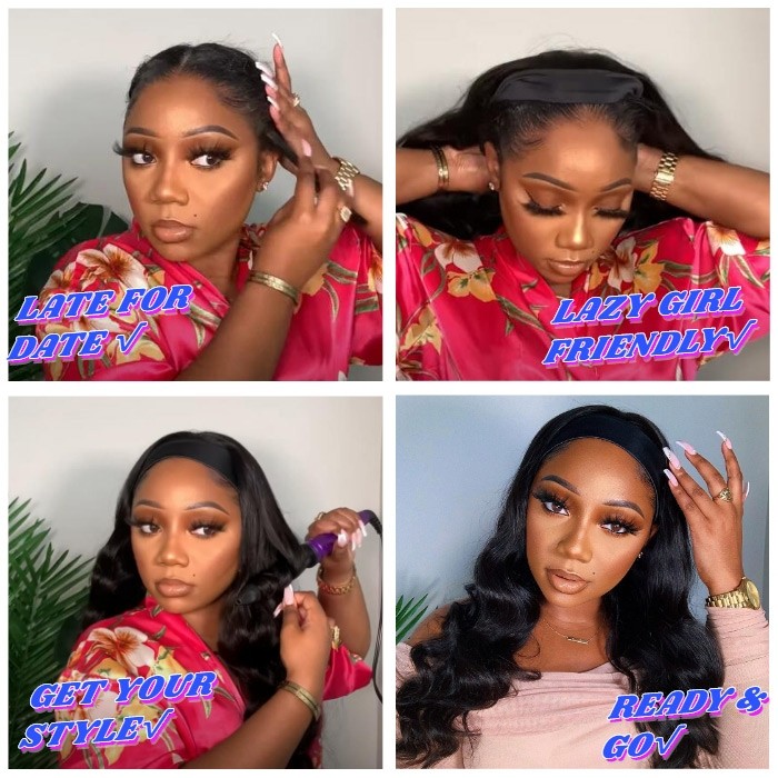 Kriyya Brazilian Virgin hair Bob Wigs Headband Wig With Black Roots 150% Density Ombre 1B/99J Wine Red Color