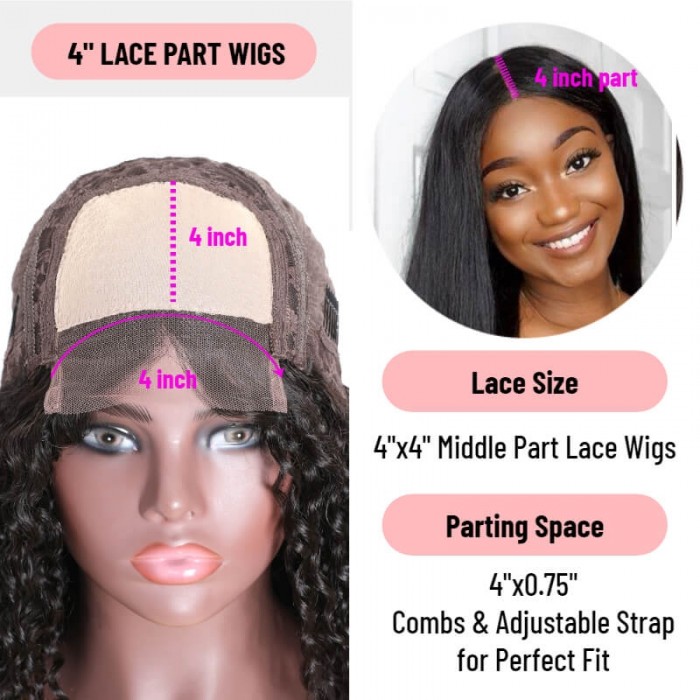 Kriyya Hand-tied Lace Wigs Burgundy Human Hair Straight  Lace Part Wig 150% Density