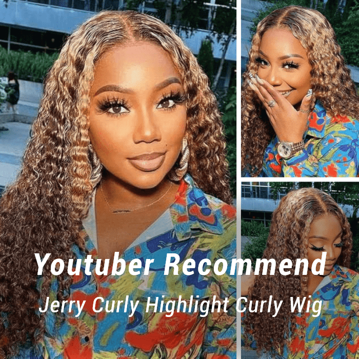 Youtuber Recommend-Jerry Curly Highlight Curly Wig