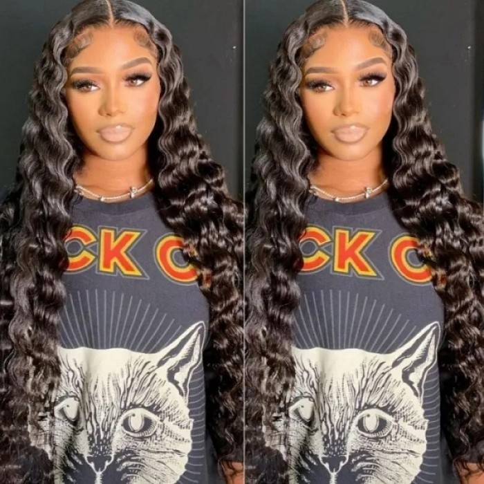 Kriyya Loose Deep Wave Wigs Pre Plucked 13X4 Lace Front Human Hair Wigs T Part Wigs With Baby Hair 150% Density