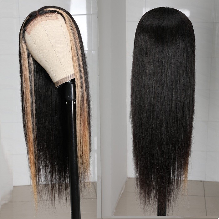 Kriyya Face Framing Highlight Lace Human Hair Wig #27 Highlight  Middle Part Lace Wig 150% Density