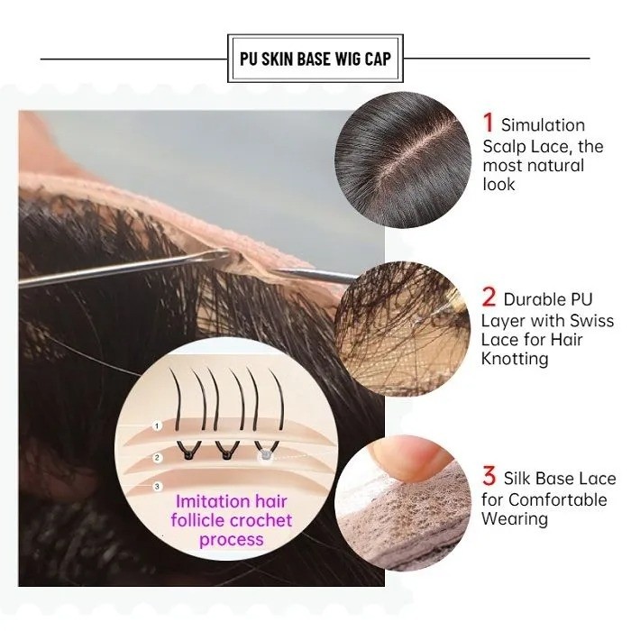 Kriyya Straight PU Skin Base Wig 4.5*1.5 Middle Part LT430 Ombre 150% Density