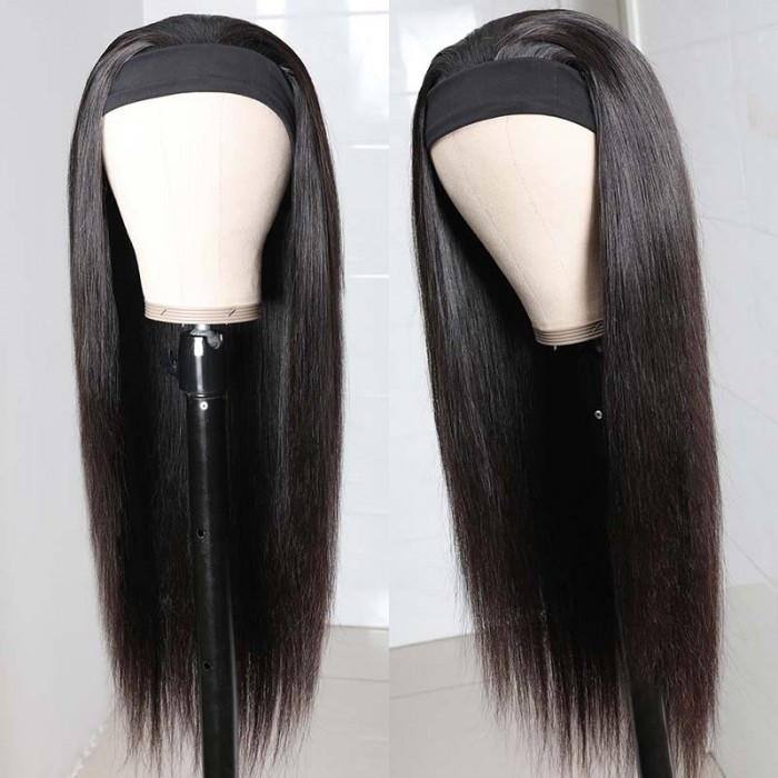 Kriyya Human Hair Headband Wigs Straight Glueless Wigs 150% Density