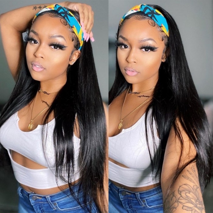 Falsh Sale- Human Hair Headband Wigs Straight Glueless Wigs 150% Density