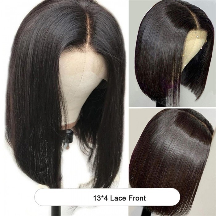 Kriyya Short Straight Bob Wig 150% Density Pre Plucked 100% Human Hair Wig With Baby Hair