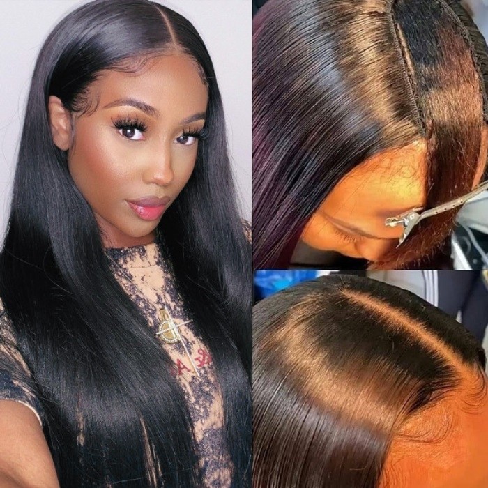 Kriyya Straight U Part Wig Glueless Virgin Human Hair Wigs U Shape Wigs 150% Density Natural Color