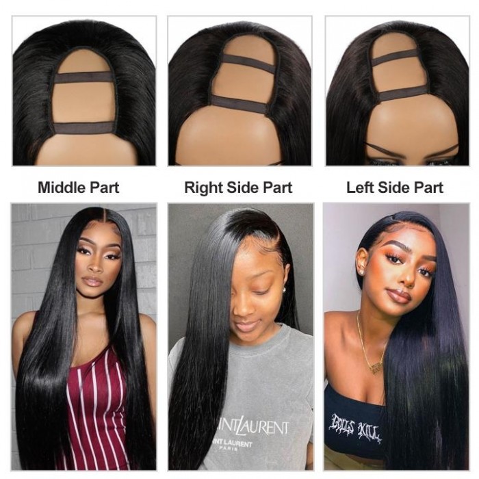 Flash Sale-Straight U Part Wig Glueless Virgin Human Hair Wig