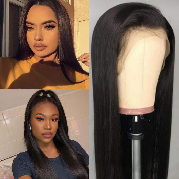 Kriyya Hair 180% Density 13x4 Transparent Lace Front Wig Straight Human Hair Wigs