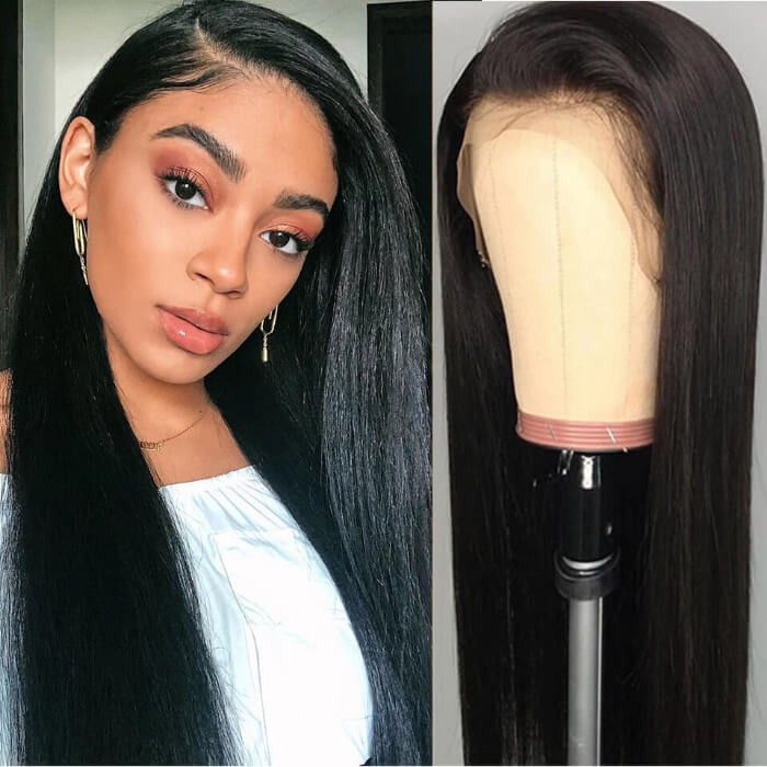 Kriyya Transparent 13X4 Lace Front Wig 150% Density Straight Human Hair Wig With Baby Hair