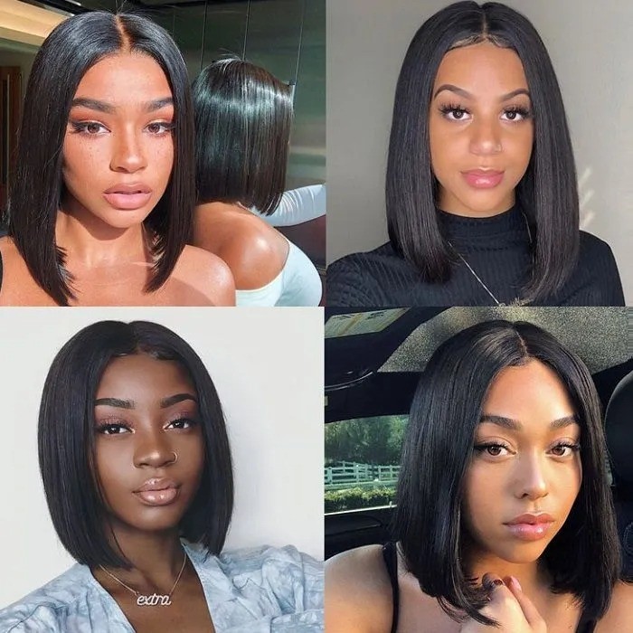 Kriyya Best U Part Wig Human Hair With Clips Bob Wigs 2X4 Middle Part 150% Density 8-14 Inch