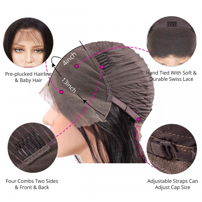Kriyya Transparent 13x4 Lace Front Human Hair Wigs Body Wave Human Hair 180% Density