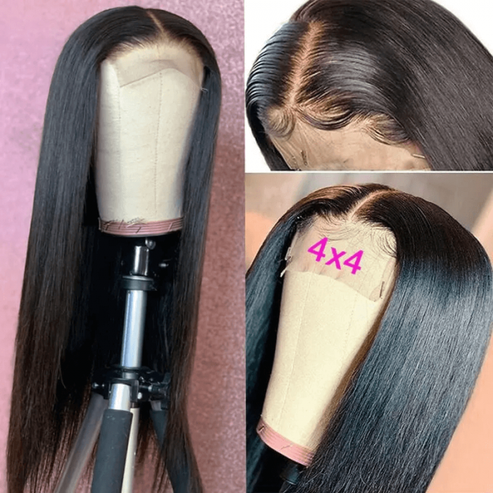 Kriyya 4×4 Straight Lace Closure Wig 150% 180% Density Human Virgin Hair