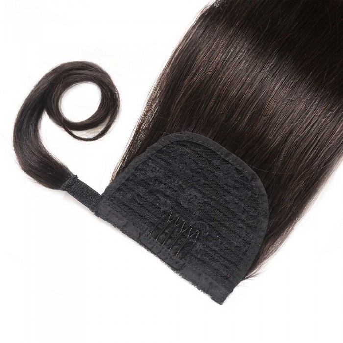 Kriyya 18 Inch Wrap Ponytail Extension Natural Black Clip-in Ponytail