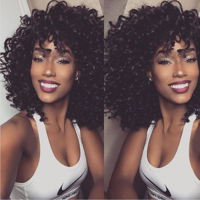 Kriyya Bouncy Curly Short Pixie Cut Wig With Bangs Fluffy Curls Human Hair Machine Made Wigs