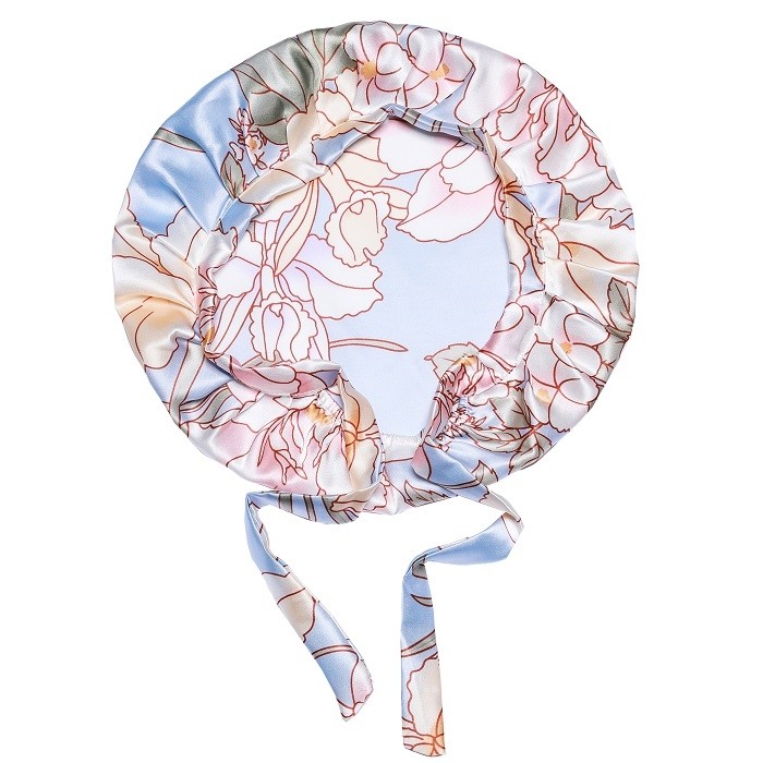 Satin Bonnet Adjustable Sleeping Cap - Flower