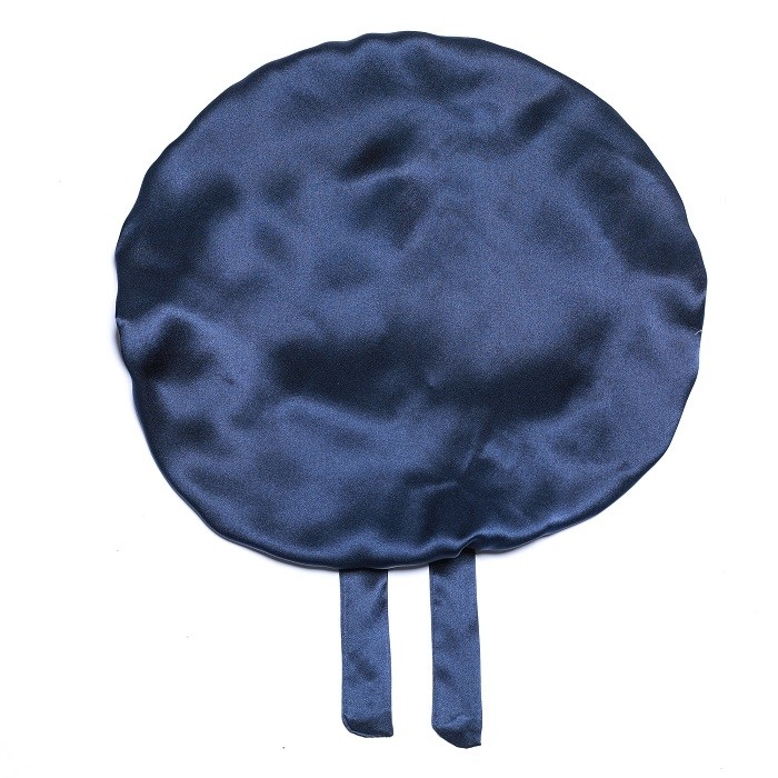 Satin Bonnet Adjustable Sleeping Cap - Navy Blue