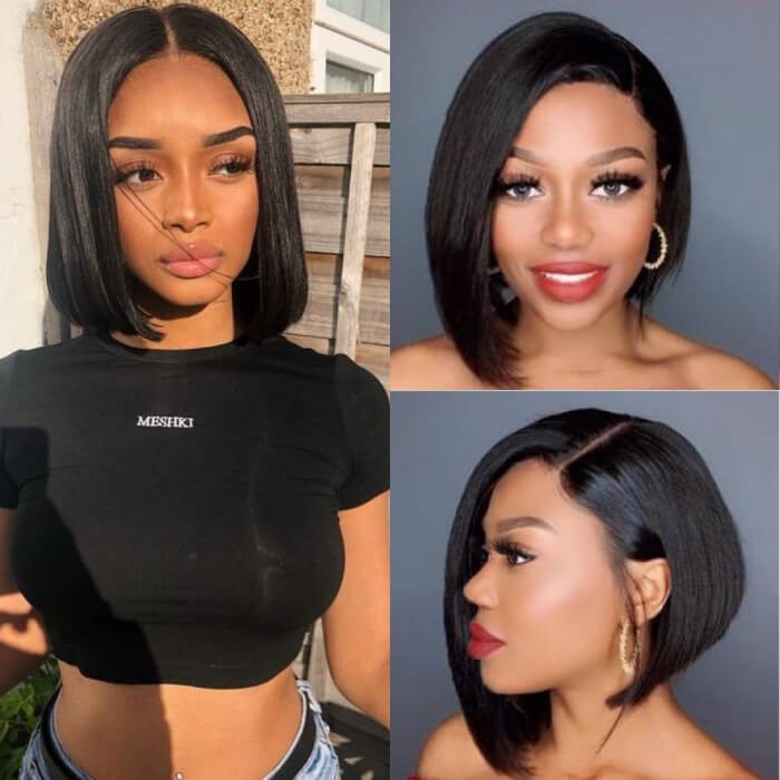 Kriyya Bob Lace Front Wigs Human Hair 13x6 Deep Part 150% Density 