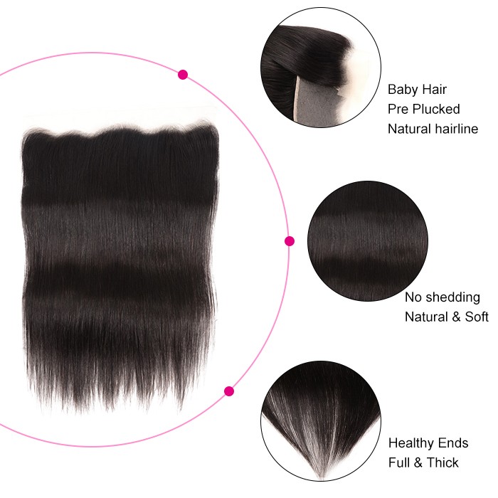 Kriyya Straight 100% Virgin Hair Malaysian 3 Bundles With 13*4 Transparent Lace Frontal