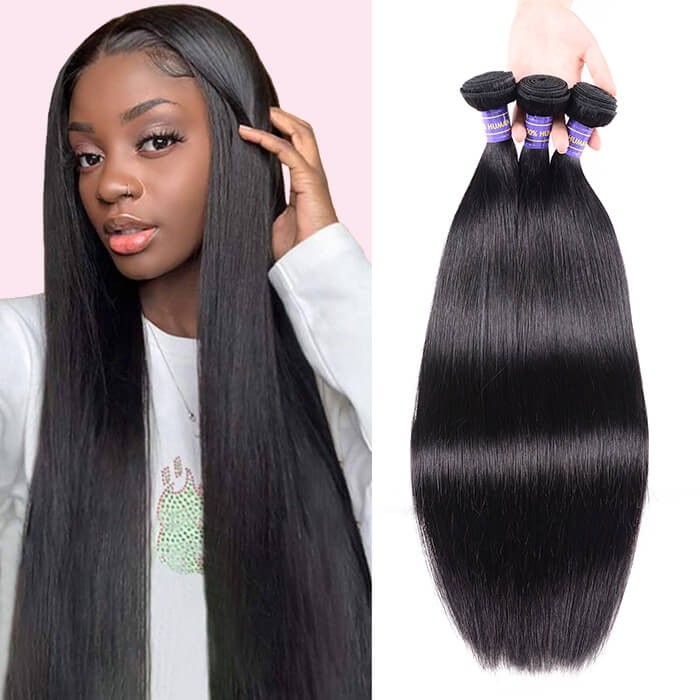 Kriyya Unprocessed Virgin Hair Straight Hair Weave 3 Piece 7A Human Hair
