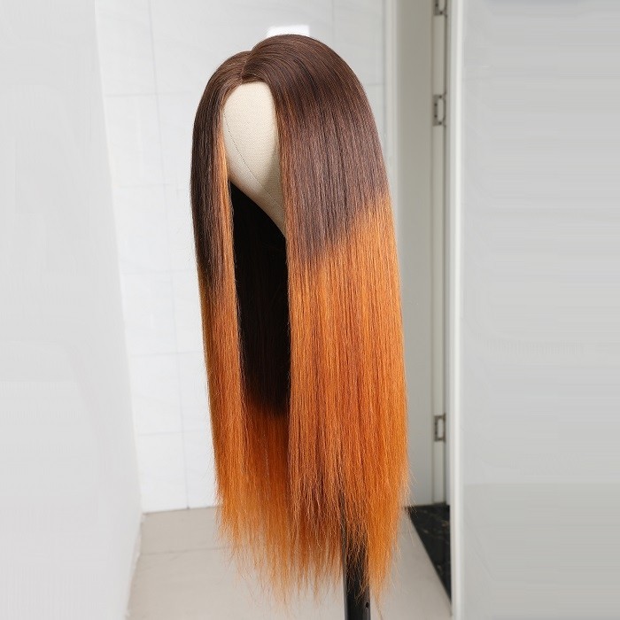 Kriyya Straight PU Skin Base Wig 4.5*1.5 Middle Part LT430 Ombre 150% Density