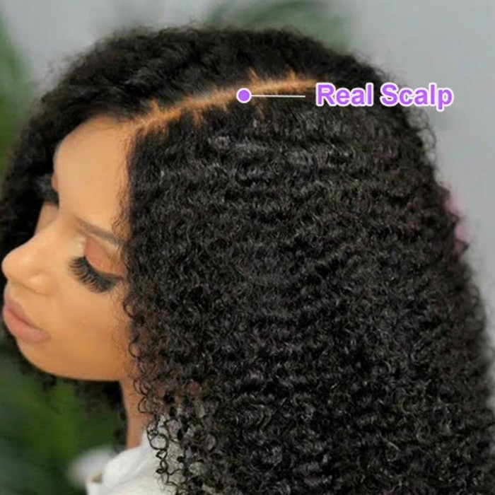 Flash Sale 14 Inch V Part Human Hair Kinky Curly Glueless Wigs