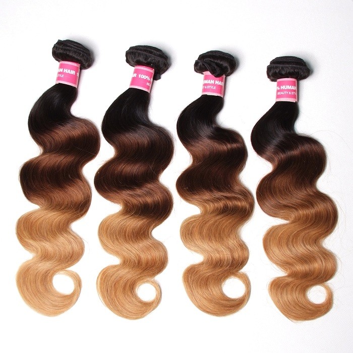 Kriyya Body Wave Peruvian Hair Bundles Three Tone Ombre 4 Bundles 100 Human Hair