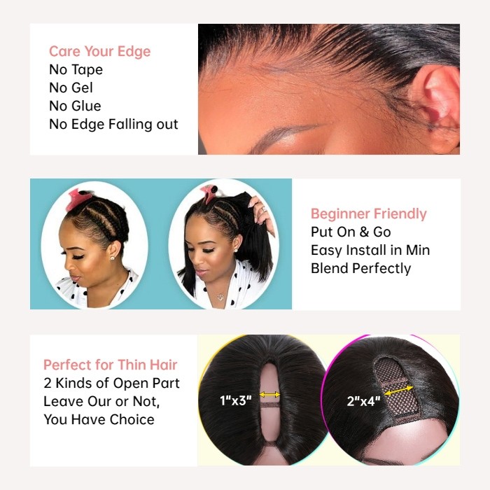Kriyya Jerry Curly Right Part 1X3 Opening Size U Part Wig Capless Wig 150% Density