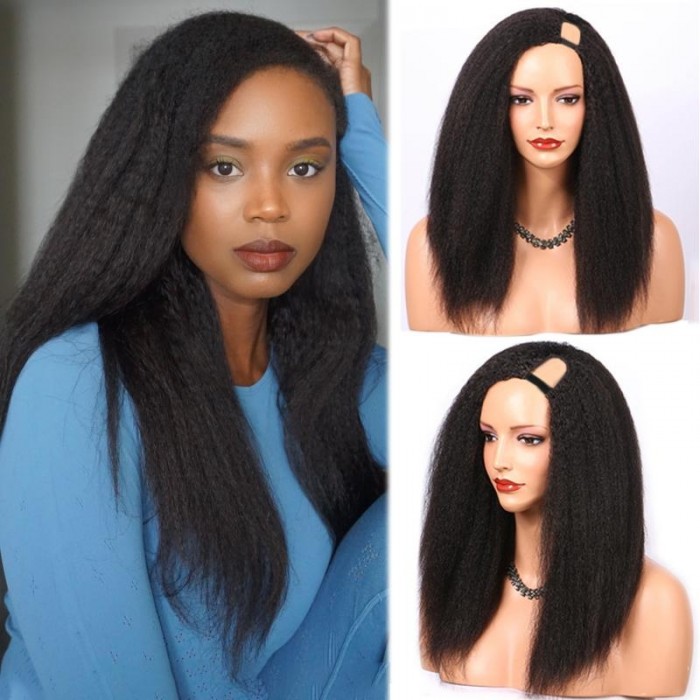 Flash Sale Kinky Straight U Part Wig 150 Density Virgin Human Hair Wigs