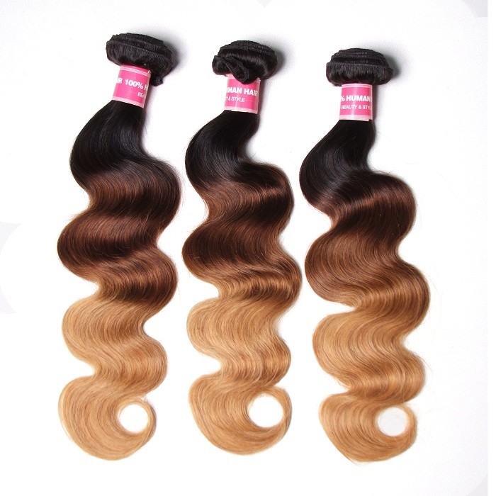 Kriyya Body Wave Malaysian Hair 3 Bundles T1B/4/27 Ombre Weave Hair 100% Virgin Hair