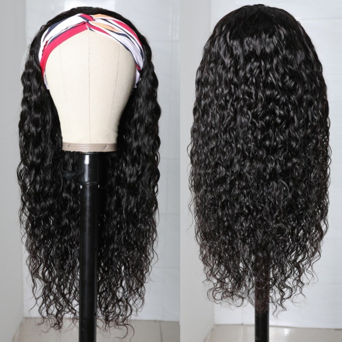 Kriyya Water Wave Headband Wigs 150% Density Glueless Wigs Natural Color 14-26 Inch