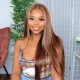 Kriyya Honey Blonde Highlight Ombre Straight Human Hair Wig Piano Colored 13x5 T Part Lace Front Wigs