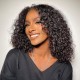 Kriyya Latin Passion Brazilian Virgin Human Hair Wig With Slanted Bangs Ebony Black Wig No Glue Needed