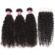 Kriyya Malaysian Virgin 100 Human Hair Jerry Curly 3 Bundles With 5*5 Lace Closure