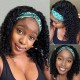 Clearance Sale-Kriyya Remy Jerry Curly Headband Bob Wig 150% Density Natural Color
