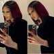 Kriyya 1B/99J Burgundy Ombre 4x4 Lace Closure Wig Straight Human Hair Bob Hair Wigs with Baby Hair 150% Density