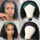 Clearance Sale-Kriyya Remy Jerry Curly Headband Bob Wig 150% Density Natural Color