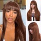 Kriyya 90's Layered Chocolate Brown Straight Wig With Bangs Glueless Human Hair Wig 150% Density 