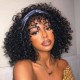 Clearance Sale-Kriyya Remy Jerry Curly Headband Bob Wig 150% Density Natural Color