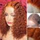 Kriyya Trendy Honey Orange Colored Water Wave Virgin Hair Wig 13x5 T-Part Middle Lace Pre-Plucked Hairline
