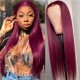 Kriyya Hand-tied Lace Wigs Burgundy Human Hair Straight  Lace Part Wig 150% Density