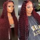 Kriyya 99J Burgundy Lace Part Wig Colored Curly Wigs 4x0.75 Human Hair Wig Pre-Plucked