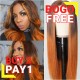 BOGO Sale ~ Kriyya Straight Lace Closure Wig Copper Red Ombre Color