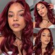 Kriyya Hand-tied Lace Wigs Burgundy Human Hair Straight  Lace Part Wig 150% Density