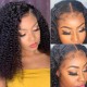 Kriyya 13x4 Jerry Curly Short Bob Lace Front Wigs Pre plucked 130% Density